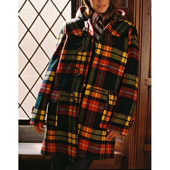 Gloverall Jackets & Blazers - Gloverall Women's Buchanan Camel Tartan Reversible Morris Duffle Coat Size M